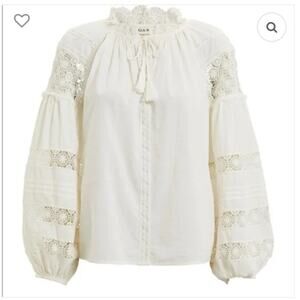 Ulla Johnson Gemma Blouse White Cotton Lace Tassel Size 4 EUC